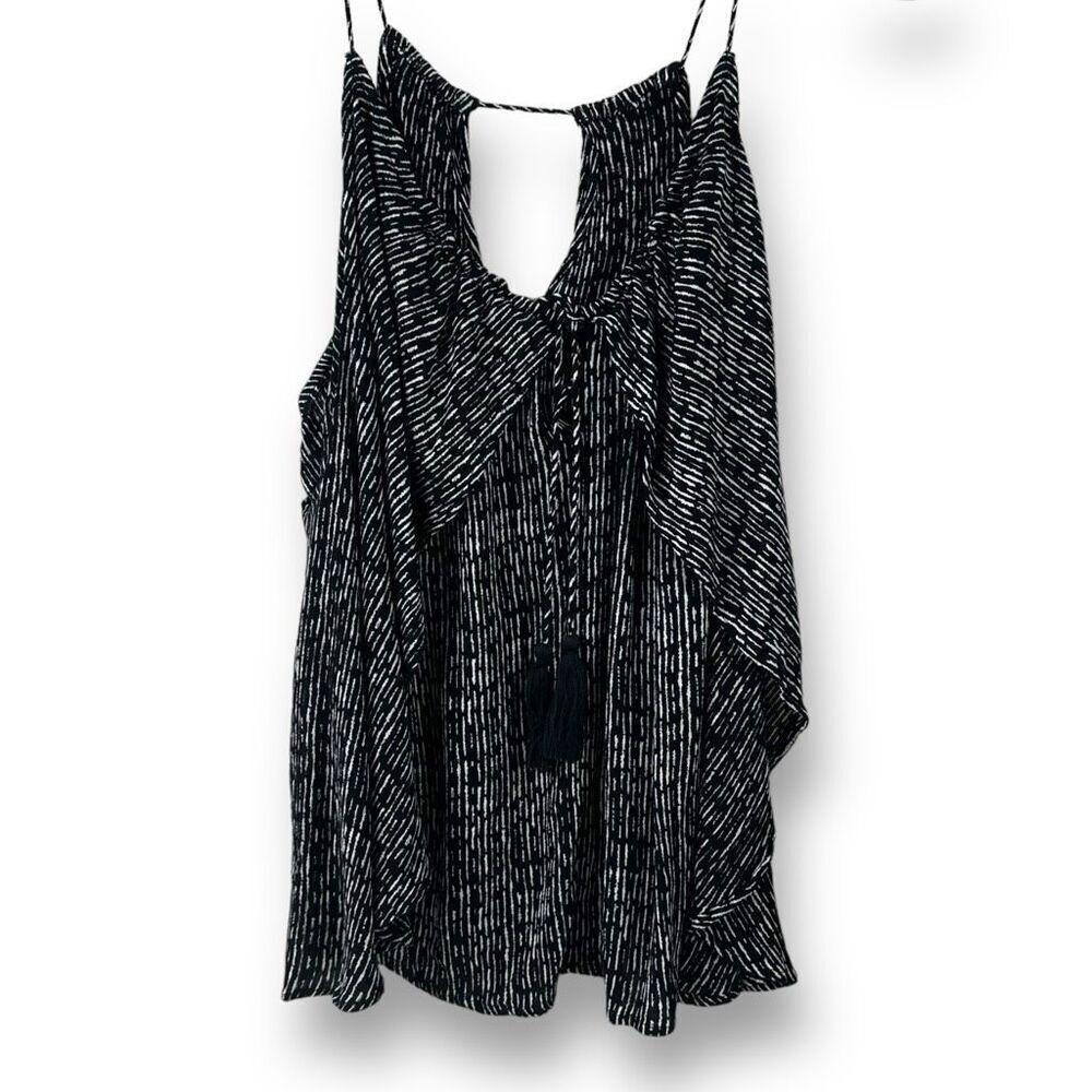 O'Neill Women's Size M Draped Layered Wrap Tank Black White Stripe Print